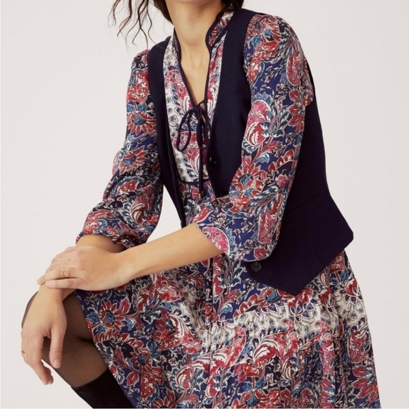 NWOT Anthropologie Spliced Bohemian Flowy Tunic Mini Dress - Picture 2 of 9